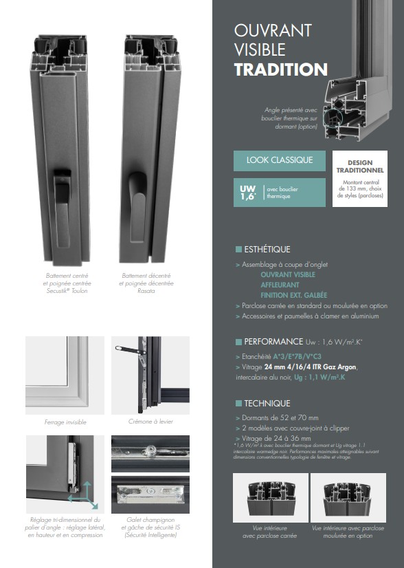 Détails portes et fenêtres alu ouvrants visibles tradition- Menuiserie Bordier