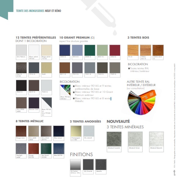 Couleurs gamme alu 6 Menuiserie Bordier