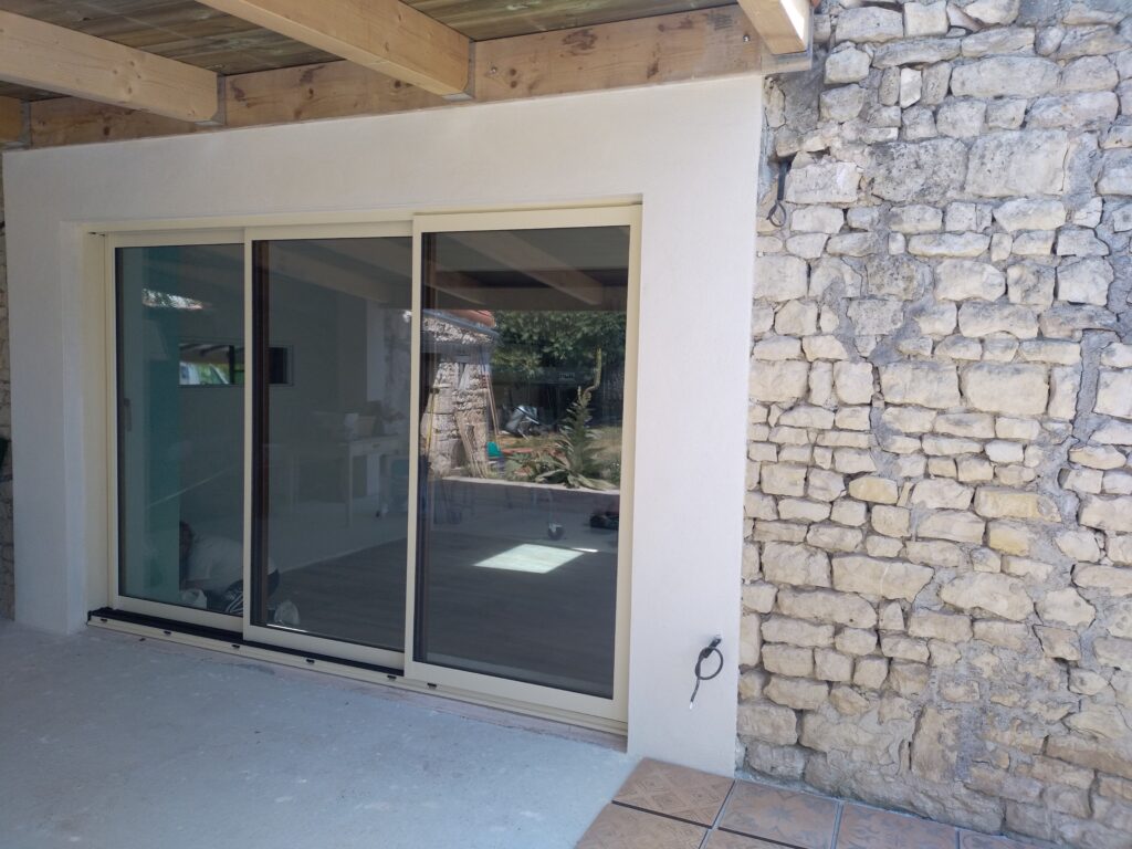 Baie coulissante mixte bois / ALU - Menuiserie Bordier